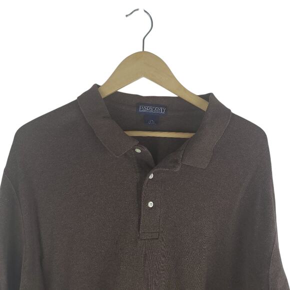 Lands End Long Sleeve Polo Shirt Brown 1/4 Button Size XXL - Picture 2 of 4